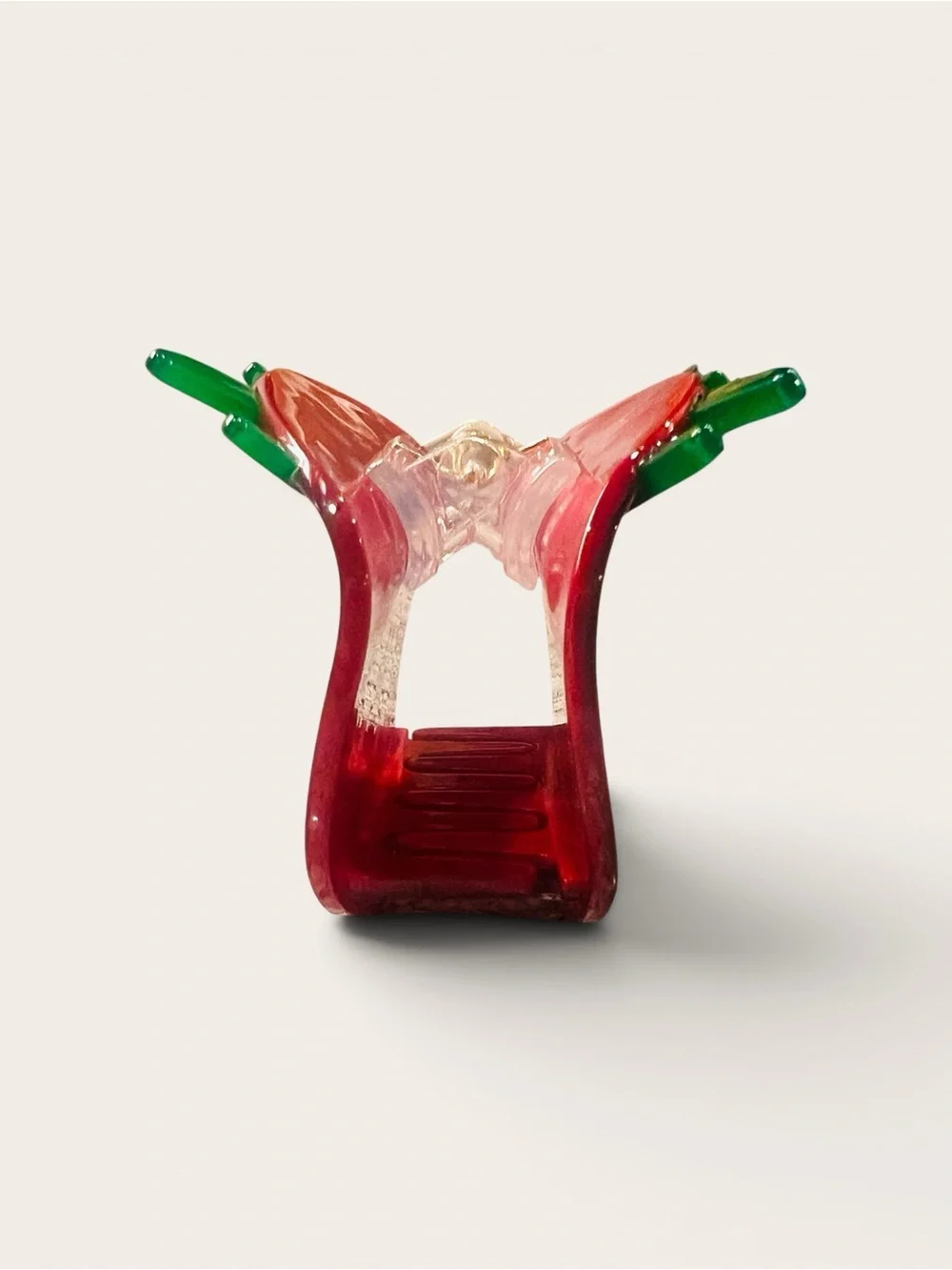 Ripe Tomato Claw Clip with Green Leaf Accent - Acrylic